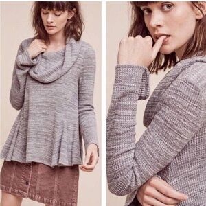Anthropologie Postmark Maurisa Cowl Neck Peplum Gray Sweater Size S